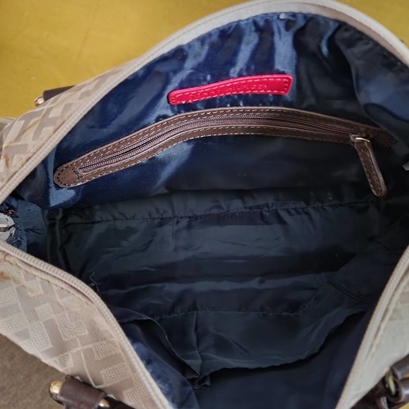 Tommy Hilfiger Women's Tan Canvas Double Handle Tote - Picture 7 of 8